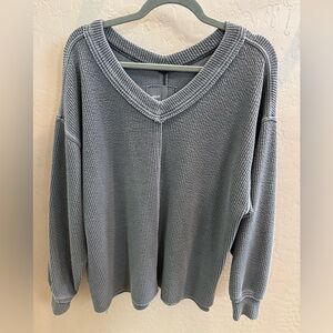 Oversized Dark Gray Aerie V-Neck Top